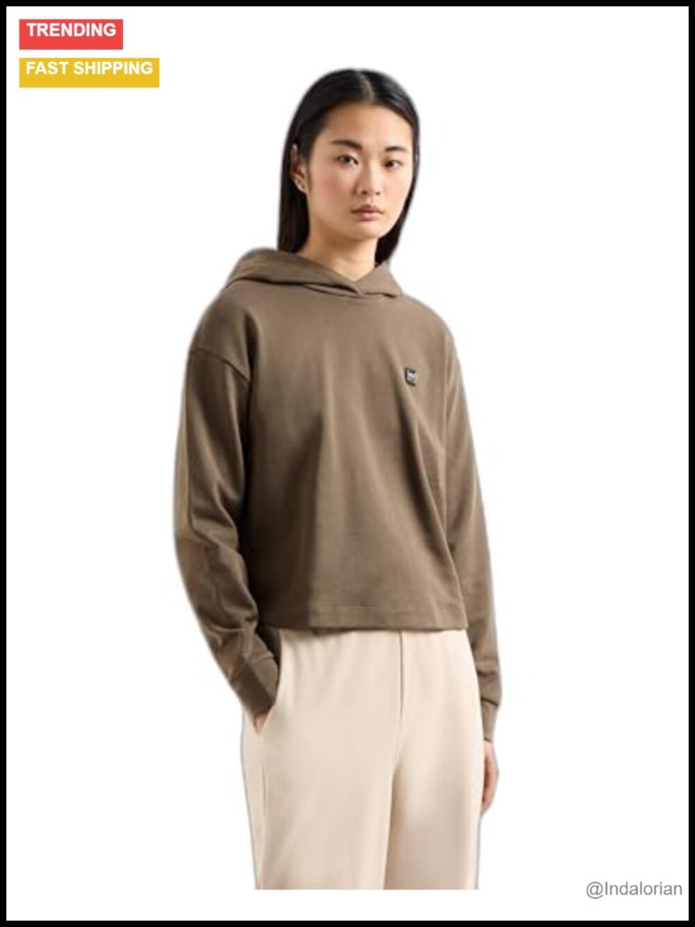 Armani Exchange Women's Mini Logo Hoodie Cotton Pullover